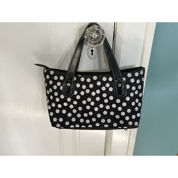 Kate Spade Polka Dot Small Tote Bag Purse Black & White Vintage Y2K - Picture 2 of 6